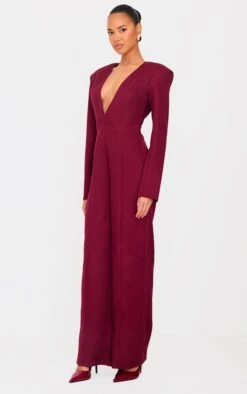 Prettylittlething Burgundy Woven Plunge Long Sleeve Straight Leg Jumpsuit 7 Prettylittlething Burgundy Woven Plunge Long Sleeve Straight Leg Jumpsuit -Pretty Little Thing Shop 8dede4219a63fbaa0c284c55d343fcf7a2bddfe0 cnl0488 3
