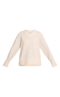 Cream V Neck Rib Detail Sweater -Pretty Little Thing Shop 8eca2843b93da7ad0ec5d294a380f3a7654d0753 CNN9676 5 cream v neck rib detail jumper