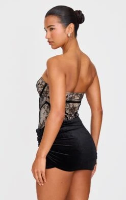 Prettylittlething Black Contrast Lace Velvet Wrap Detail Skort Romper -Pretty Little Thing Shop 8eda15c3ff8b5bc6a2fd4a327561d47c456fcaad cnk8234 2