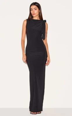 Prettylittlething Black Slinky Knot Drape Midaxi Dress -Pretty Little Thing Shop 8ee7d68daeac8f390c0b29751bd116c321ddeda0 CNJ0614 3 black slinky knot drape midaxi dress