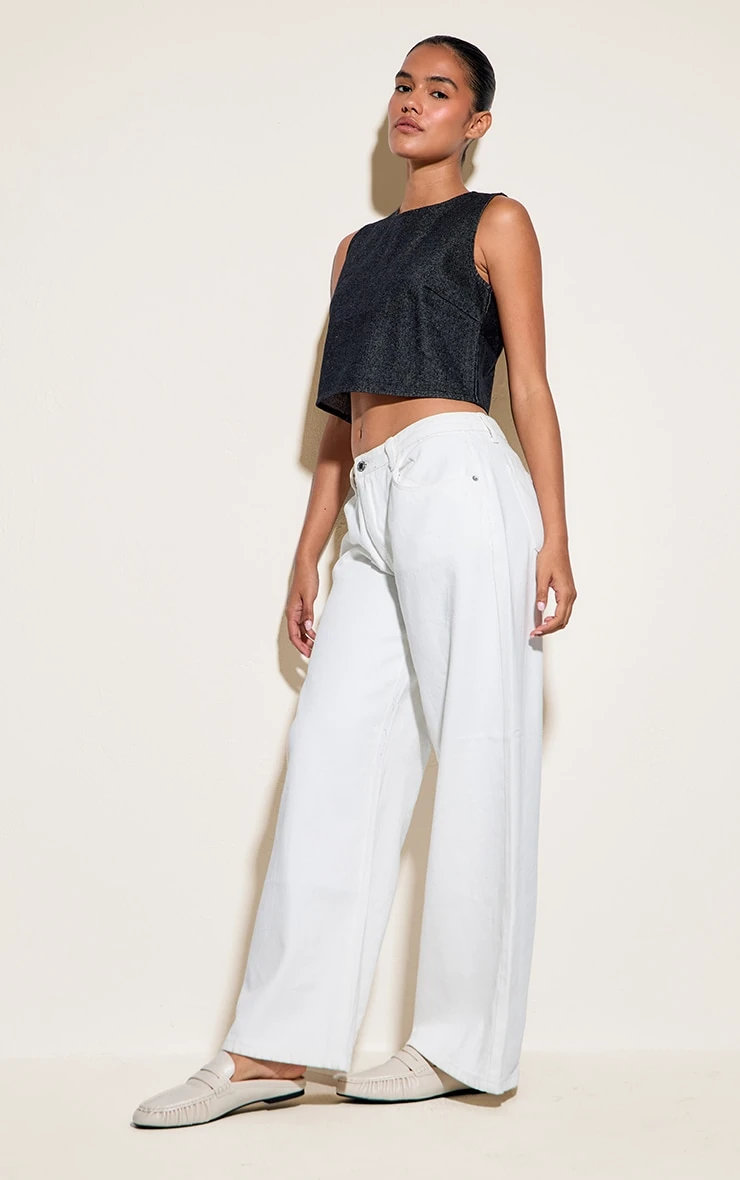 Prettylittlething Raw Indigo Wash Round Neck Boxy Denim Top 3 Prettylittlething Raw Indigo Wash Round Neck Boxy Denim Top - Image 3