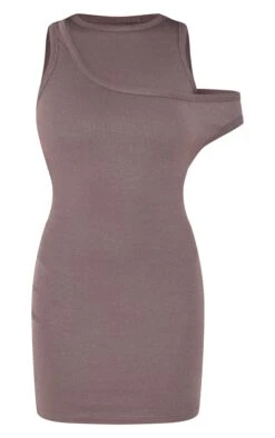 Prettylittlething Dark Grey Asymmetric Ribbed Bodycon Dress -Pretty Little Thing Shop 8f4abf0d8aedac13230199b63710fcb3623404f6 CNM1338 5 dark grey asymmetric ribbed bodycon dress