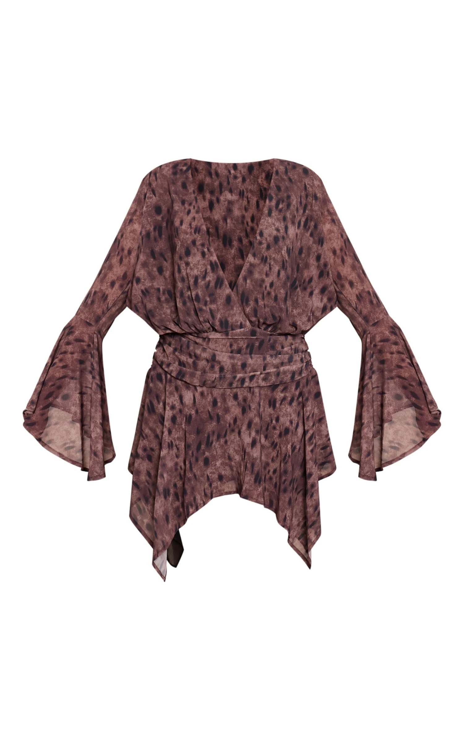 Prettylittlething Brown Leopard Print Frill Tiered Skort Romper 5 Prettylittlething Brown Leopard Print Frill Tiered Skort Romper - Image 5