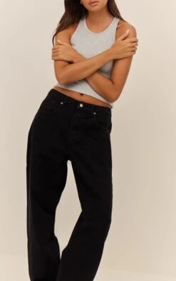 PRETTYLITTLETHING Washed Black High Waist Boyfriend Jean -Pretty Little Thing Shop 8f8cdca662c59522aad44af3f61086ffe9e2b684 CNM5169 4 prettylittlething washed black high waist boyfriend jean