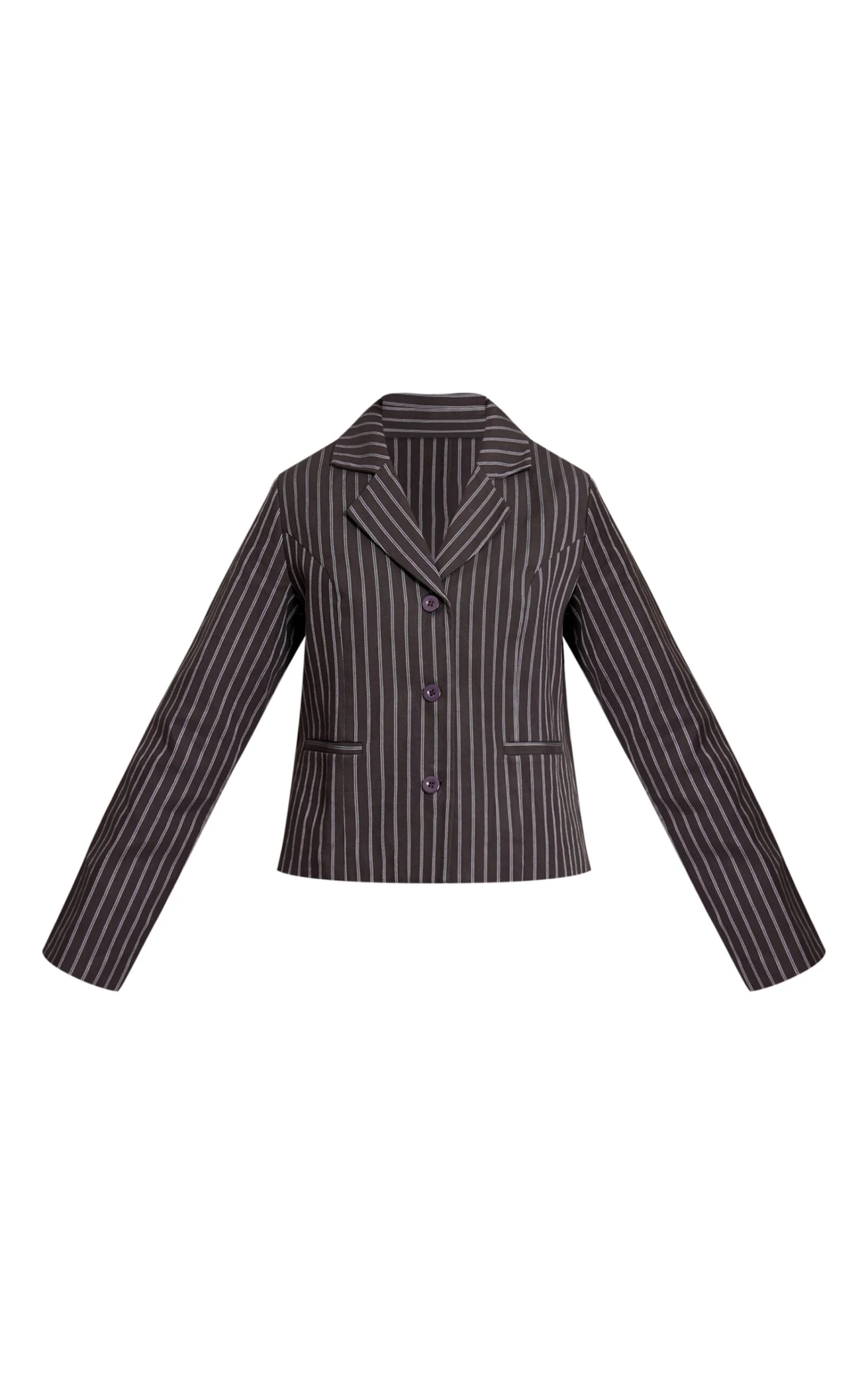 Dark Navy Pinstriped Cropped Fitted Blazer 5 Dark Navy Pinstriped Cropped Fitted Blazer - Image 5