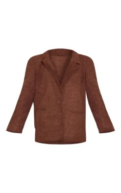 Prettylittlething Chocolate Croc Suede Blazer -Pretty Little Thing Shop 90021f9a7edf5e9c30296af92db0d5f33a2056ad CNN8575 5 chocolate croc suede blazer