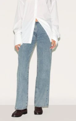 Prettylittlething Vintage Wash Low Rise No Waistband Straight Leg