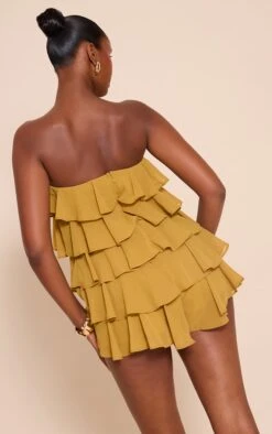 Prettylittlething Olive Chiffon Bandeau Frill Romper -Pretty Little Thing Shop 909505b29ccba9366fadef9ff64f2493dda1791b CNN7778 2 olive chiffon bandeau frill playsuit