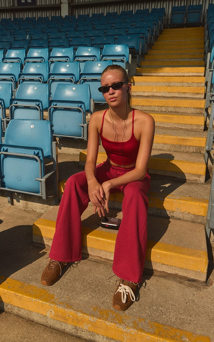 Red Prettylittlething Straight Leg Sweatpants 2 Red Prettylittlething Straight Leg Sweatpants - Image 2