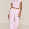 Light Pink Washed Wide Leg Sweatpants