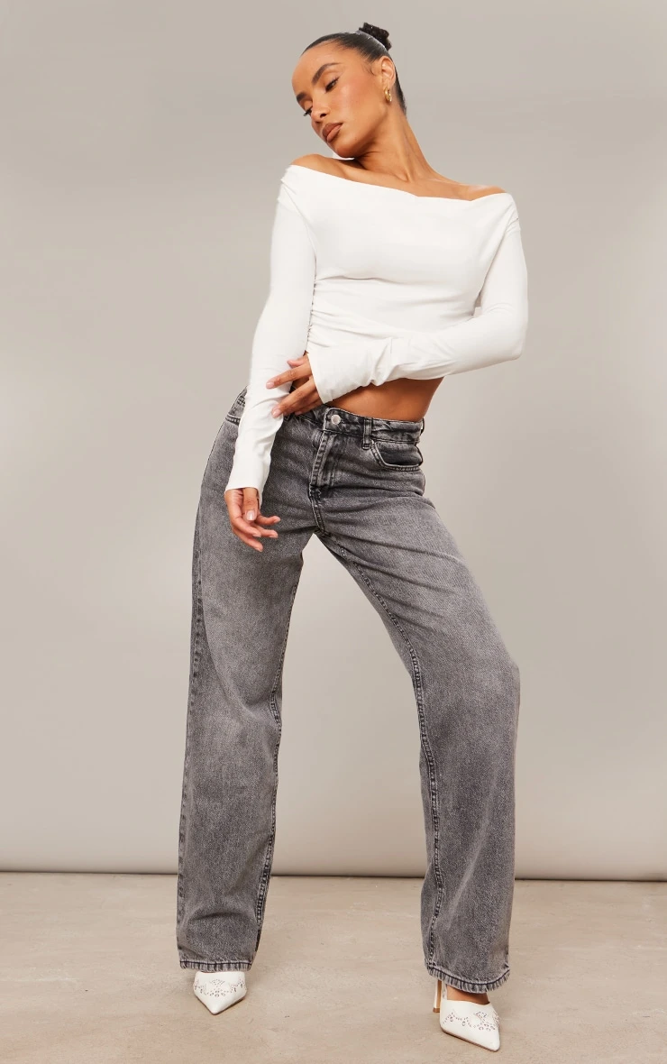 Prettylittlething White Soft Touch Jersey Cowl Neck Dip Hem Top - Image 3