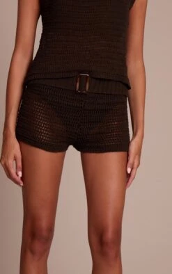 Prettylittlething Chocolate Belted Knitted Mini Shorts -Pretty Little Thing Shop 917adda7e6012203d8abceb26d2ff2c9383cdd38 CNO5075 5 chocolate belted knitted mini shorts