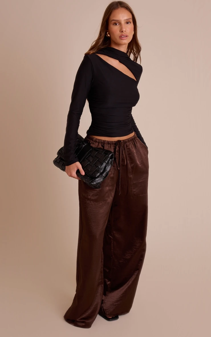 Prettylittlething Black Soft Touch Cut Out Detail Long Sleeve Top 3 Prettylittlething Black Soft Touch Cut Out Detail Long Sleeve Top - Image 3