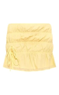 Lemon Cotton Bow Front Extreme Ruched Mini Skirt -Pretty Little Thing Shop 92539c0ddbf9d653cdd54cbcaf56e03d88983b49 cni1121 6