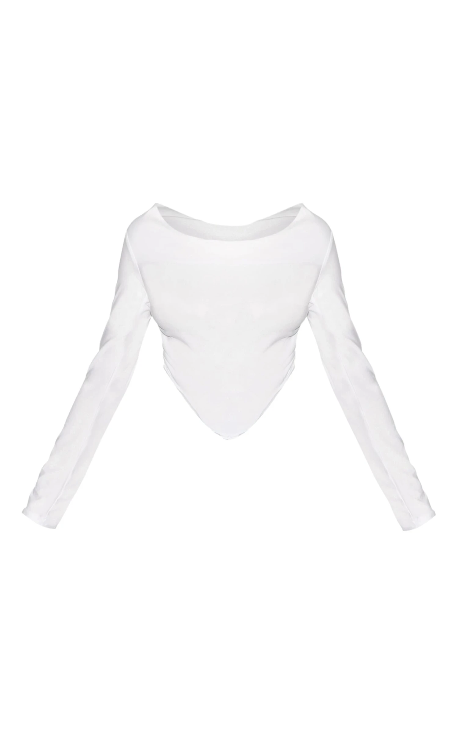Prettylittlething White Soft Touch Jersey Cowl Neck Dip Hem Top - Image 5
