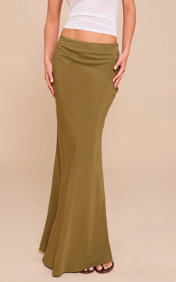 Prettylittlething Olive Tencel Maxi Skirt 2 Prettylittlething Olive Tencel Maxi Skirt - Image 2