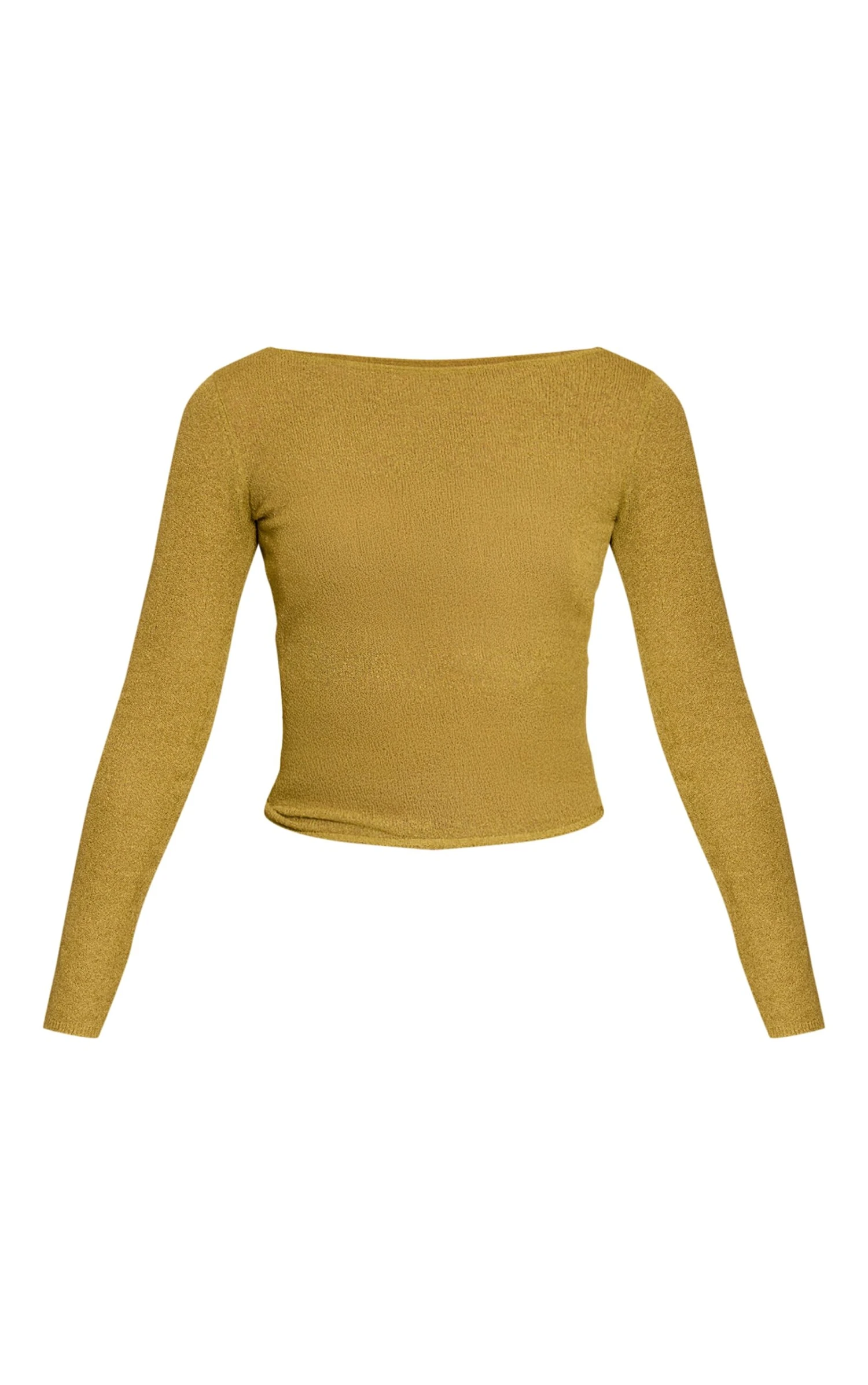 Prettylittlething Olive Towelling Fine Knit Top 5 Prettylittlething Olive Towelling Fine Knit Top - Image 5