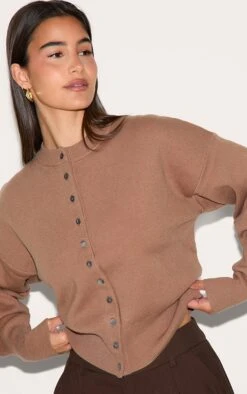 Prettylittlething Taupe Compact Knit Button Through Cardigan -Pretty Little Thing Shop 93e551f809c26d701740ddb583e4833a8f55aaa5 CNL9593 4 taupe compact knit button through cardigan