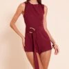 Burgundy Woven Crew Neck Belt Romper -Pretty Little Thing Shop 9498a63e1714cd7b3176c6bf36844f8e203cd102 CNO0480 1 burgundy woven crew neck belt playsuit