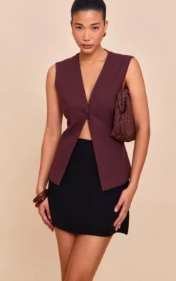 Prettylittlething Black Linen Look Mini Skirt