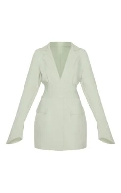 Prettylittlething Sage Green Woven Belted Blazer Dress -Pretty Little Thing Shop 95544f05a35619c22be46ce9e89e639b046814b6 cnl9473 5