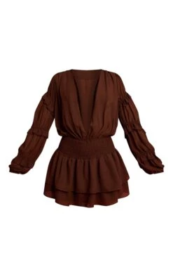 Prettylittlething Chocolate Chiffon Ruched Ruffle Mini Dress -Pretty Little Thing Shop 956e7e5e34c1fe3887ccacce38a8d66872643ae8 CNN6278 5 chocolate chiffon ruched ruffle mini dress