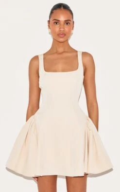 Prettylittlething Almond Woven Square Neck Shift Dress