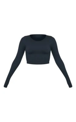 Prettylittlething Black Structured Snatched Ribbed Round Neck Long Sleeve Crop Top -Pretty Little Thing Shop 9652b0d24d1bd9616c86719335b1542f32ae999a cmv3165 5