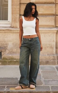 Prettylittlething Vintage Turn Up Hem Barrel Style Jeans