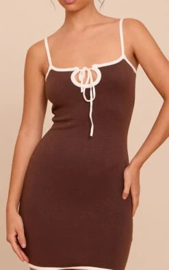 Prettylittlething Chocolate Contrast Tie Mini Dress -Pretty Little Thing Shop 96934434a0ca1b3f371659849be7d97c67fac808 CNN6432 4 chocolate contrast tie mini dress