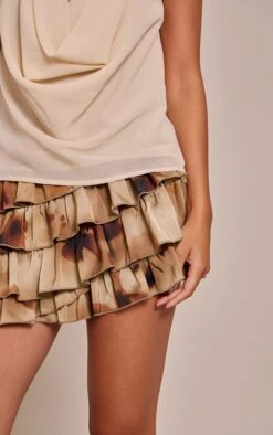 Prettylittlething Brown Floral Abstract Print Satin Tiered Rara Mini Skirt -Pretty Little Thing Shop 9714e4a8583723a5c35cc593922514501cb53097 CNO4398 5 brown floral abstract print satin tiered rara mini skirt