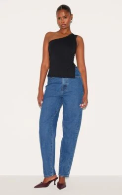 Prettylittlething Black One Shoulder Long Vest Top -Pretty Little Thing Shop 97a0bd5c67aa1fb60fbdaf65da744a3d90e0baae CNM3770 3 black one shoulder long vest top