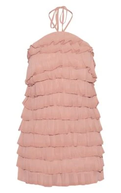 Prettylittlething Dusty Peach Extreme Ruffle Halterneck Shift Dress -Pretty Little Thing Shop 97c22cb81b67f67bc1a6f5bf1dbb9ee759c10375 CNM0119 5 dusty peach extreme ruffle halterneck shift dress