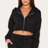 Prettylittlething Black Waffle Detail Hooded Cropped Jacket -Pretty Little Thing Shop 981ea45a38b9ea57b7b4a26958dd80f22af81e49 CNM0142 1 black waffle detail hooded cropped jacket