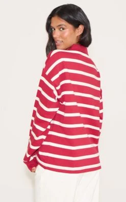 Prettylittlething Red Loopback Sweat Stripe Quarter Zip Sweatshirt -Pretty Little Thing Shop 9843248b3444758068b34dd2eaa74c65ae2d5575 CNM8125 2 red loopback sweat stripe quarter zip sweatshirt