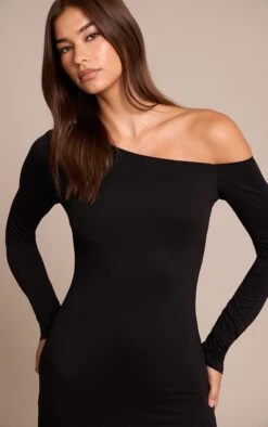 Prettylittlething Black Soft Touch Jersey Asymmetric Bodycon Dress -Pretty Little Thing Shop 9860c0e4929dc0bedf0a1b46b81edcf51c4f2d1e CNO3505 4 black soft touch jersey asymmetric bodycon dress