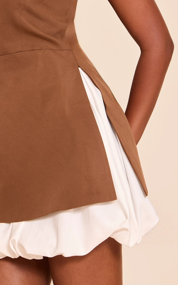 Chocolate Tailored Bandeau Puffball Hem Shift Dress 4 Chocolate Tailored Bandeau Puffball Hem Shift Dress - Image 4