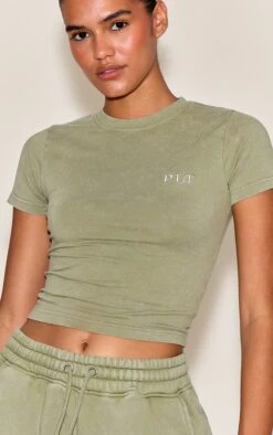 Olive Washed Fitted T-shirt -Pretty Little Thing Shop 989d7b06391f4c3776883cfcdbce36c5c69fcb78 CNO2596 4 olive washed fitted t shirt