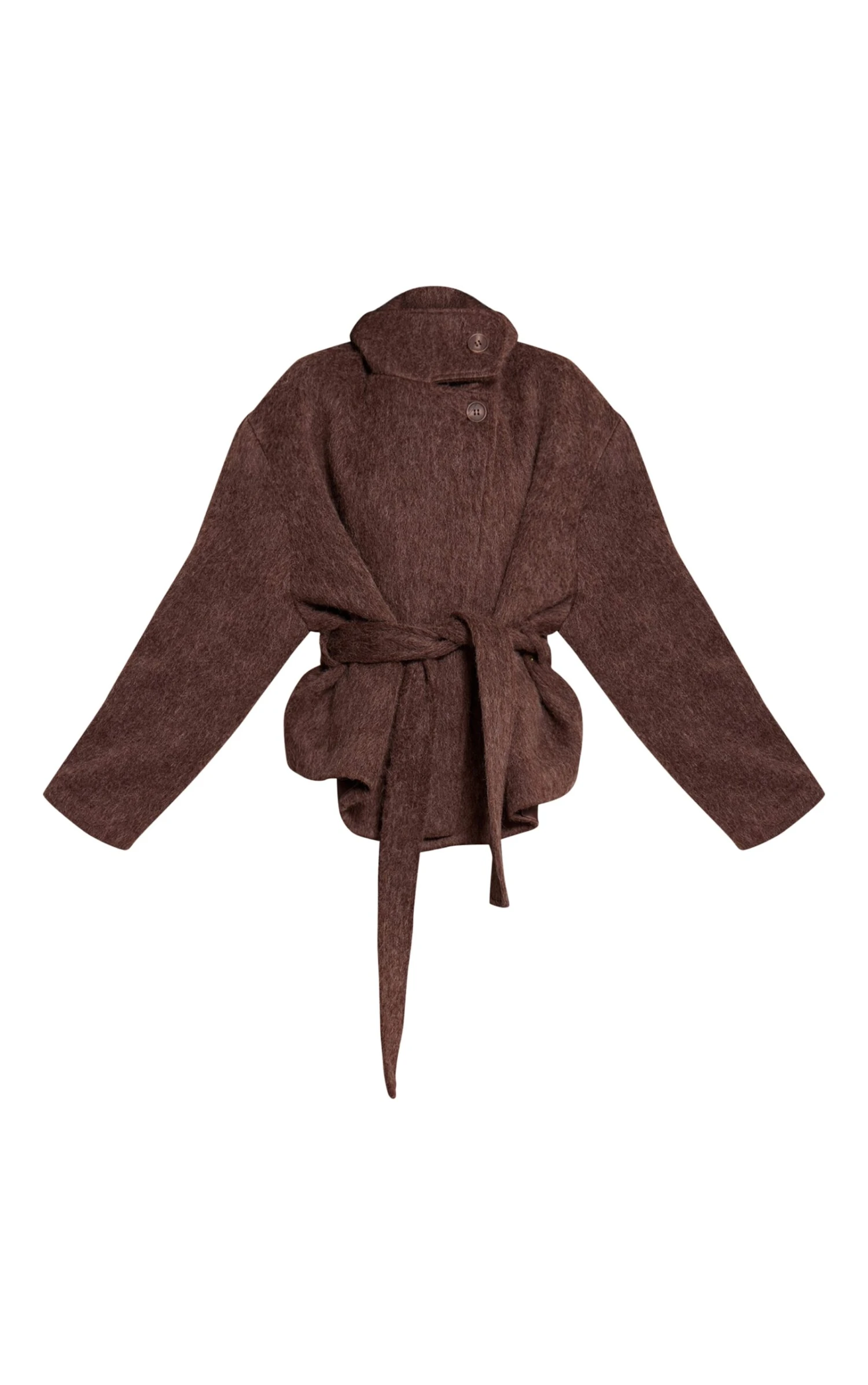 Prettylittlething Chocolate Faux Brushed Wool Tie Waist Coat 5 Prettylittlething Chocolate Faux Brushed Wool Tie Waist Coat - Image 5