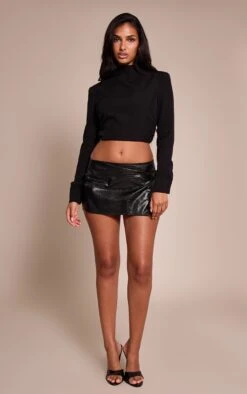 Prettylittlething Black Faux Leather Croc Micro Mini Skirt -Pretty Little Thing Shop 99268c371489069e753cbb97cf3e67895ef71027 CNO4777 4 black faux leather croc micro mini skirt