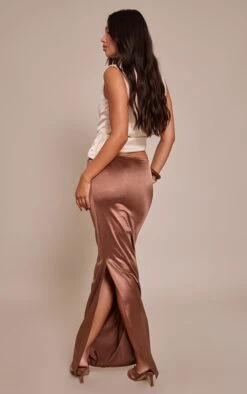 Brown Stretch Satin Split Side Maxi Skirt 7 Brown Stretch Satin Split Side Maxi Skirt -Pretty Little Thing Shop 992b02e49d0031c136677d81b9eaccc8b34d9c4b CNO0847 3 brown stretch satin split side maxi skirt