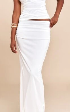 Prettylittlething White Mesh Ruched Maxi Skirt -Pretty Little Thing Shop 99be1a03841bd9413e25d92709372cf84e1799da CNM9921 4 white mesh ruched maxi skirt