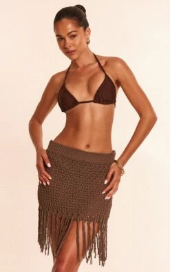 Prettylittlething Chocolate Crochet Knit Tassel Mini Skirt -Pretty Little Thing Shop 9a55ea2b9732740f27d81bbd0d6c5d733cf1431c CNN2604 4 chocolate crochet knit tassel mini skirt