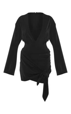 Prettylittlething Black Woven Plunge Wrap Shirt Dress -Pretty Little Thing Shop 9b17d5b25284a1b8f774e4e8023619a62a15a22b CNM1583 5 black woven plunge wrap shirt dress