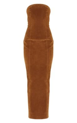 Prettylittlething Chestnut Faux Suede Bandeau Maxi Dress -Pretty Little Thing Shop 9b1e073321970c49b322725ca01220a83d56ad5f CNM2137 5 chestnut faux suede bandeau maxi dress