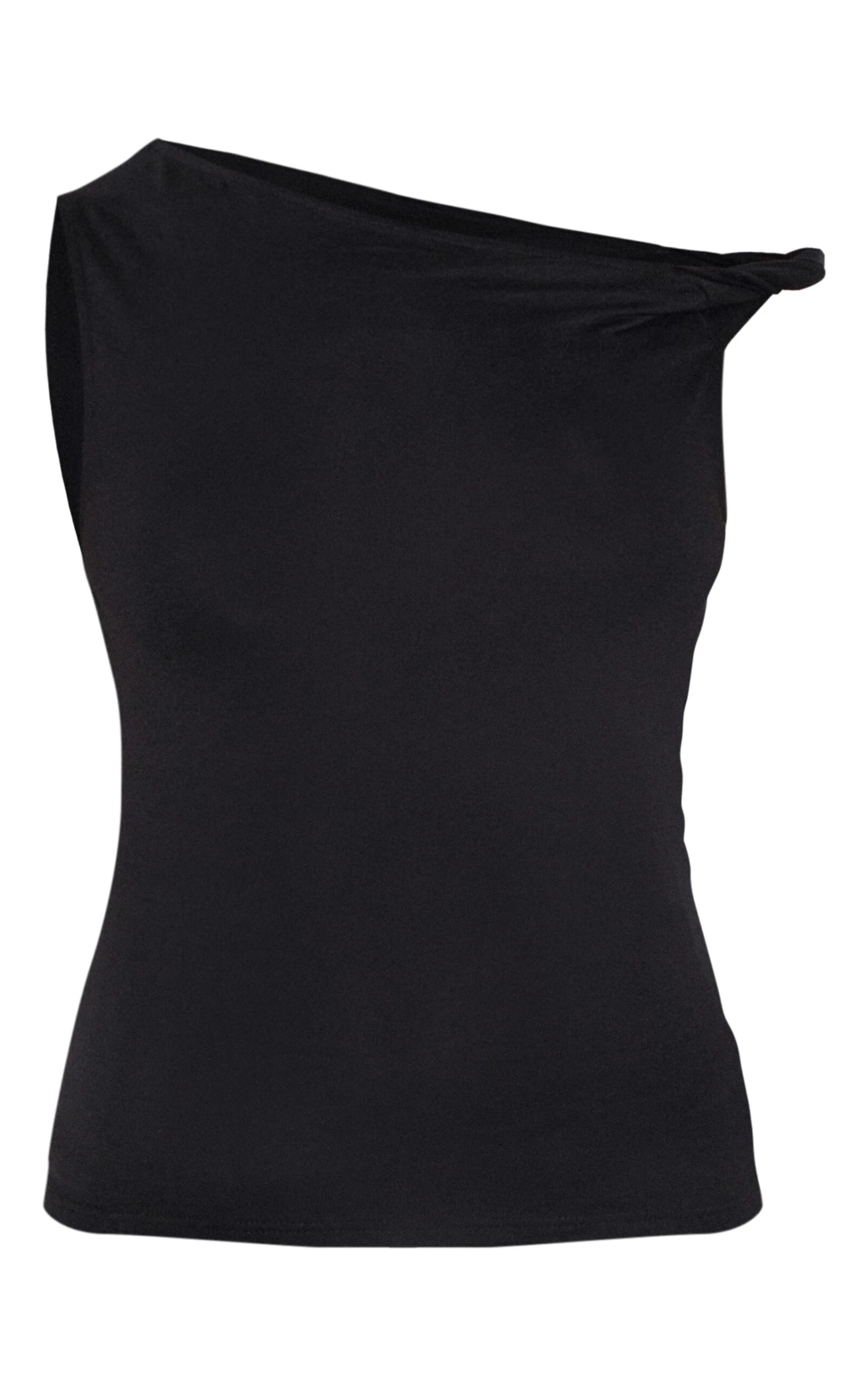 Prettylittlething Black Soft Cotton Twist Detail Long Vest Top - Image 5