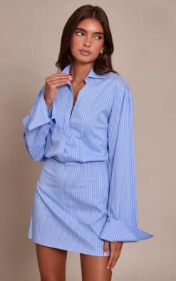 Prettylittlething Blue Pinstripe Button Down Shirt Dress -Pretty Little Thing Shop 9b9c467a1b338f379a10b7f77ebaec0545c61143 CNO3528 3 blue pinstripe button down shirt dress