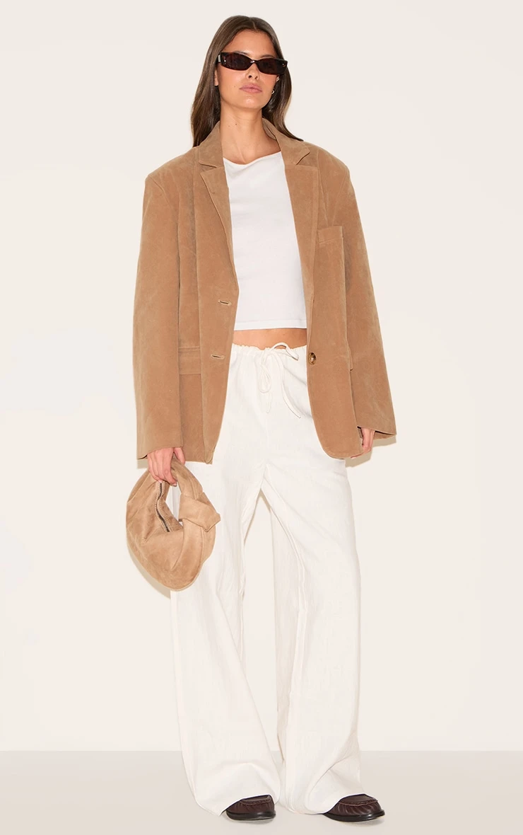 Prettylittlething Premium White Linen Drawstring Straight Leg Pants 2 Prettylittlething Premium White Linen Drawstring Straight Leg Pants - Image 2