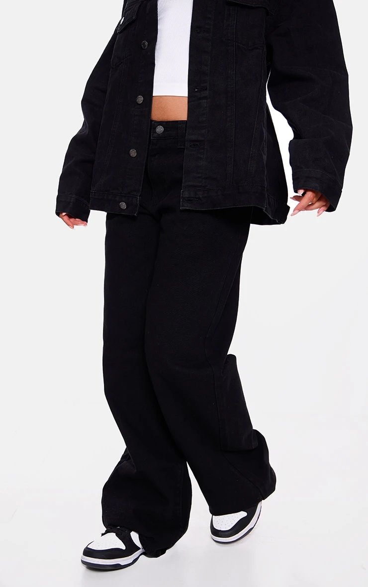 Prettylittlething Washed Black Low Rise Faded Boyfriend Jeans 2 Prettylittlething Washed Black Low Rise Faded Boyfriend Jeans - Image 2