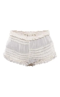 Cream Textured Woven Frill Detail Hot Pants -Pretty Little Thing Shop 9c2fa7164eed871b437b60dbe81ef551547e5ae8 CNO2421 6 cream textured woven frill detail hot pants